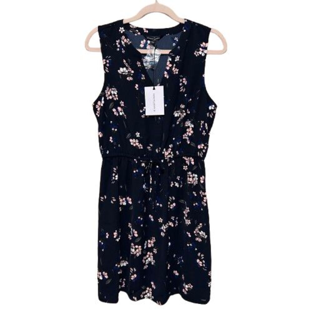 NWT 41 Hawthorn Claira Tie Waist Dress Womens Medium Navy Floral